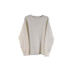 Ultra Flirt Cable Knit Sweater Womens Large NWT Cream White Cableknit Pullover